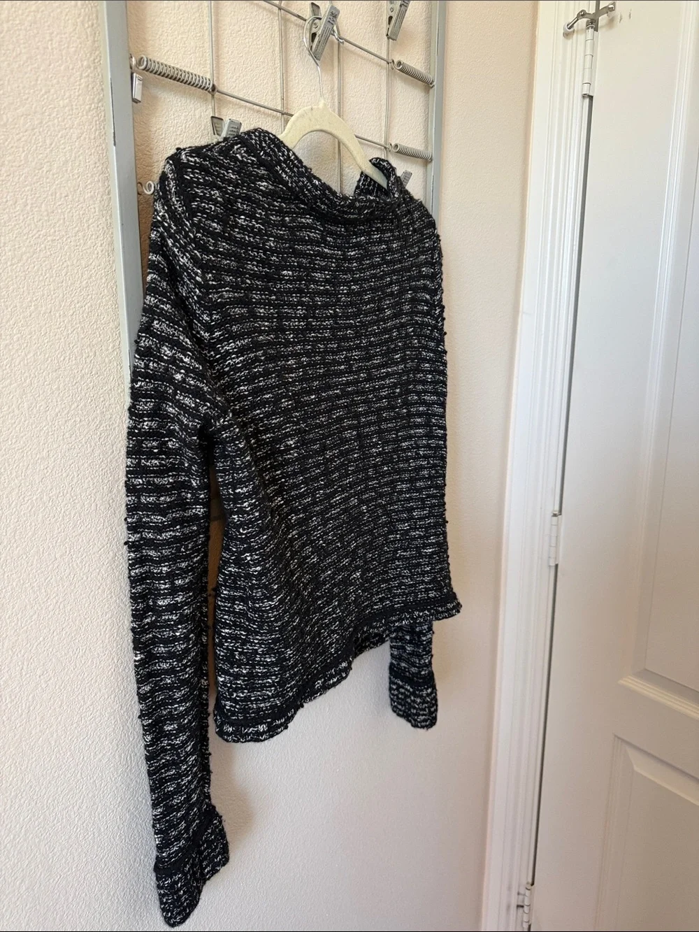LOFT Black & White Marled Knit  Cardigan